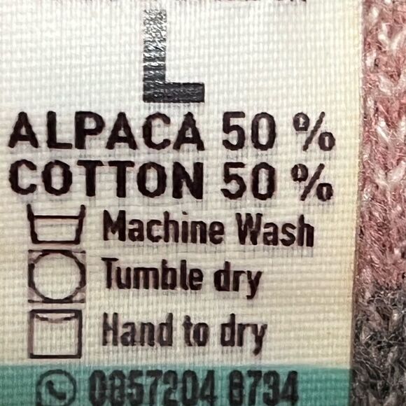 Yarina Handmade in Equador Grey Pink Alpaca Blend Sweater Womens L - Picture 7 of 8